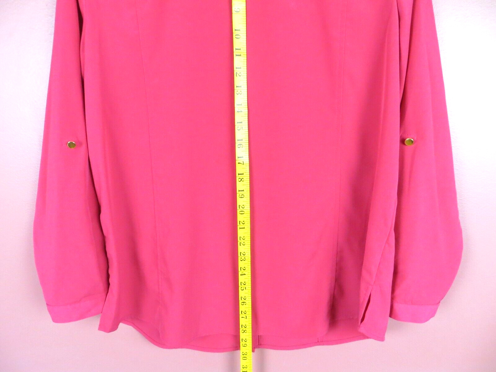 JM COLLECTION Women Slippery Polyester Blouse Pocket Beaded Dark Magenta Pink 16