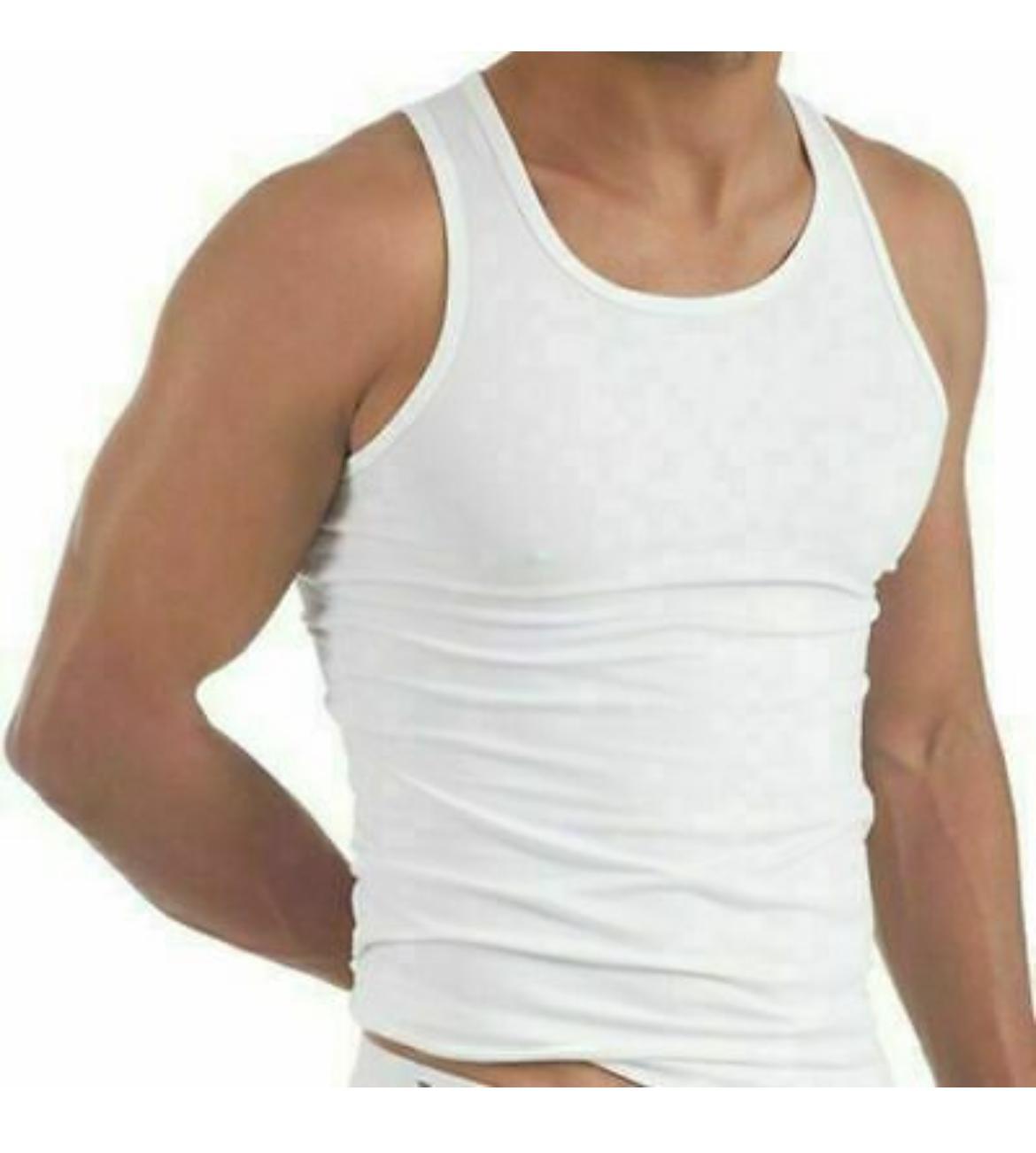 MEN’S VESTS WHITE VEST – 100% Combed Cotton – 6 PACK