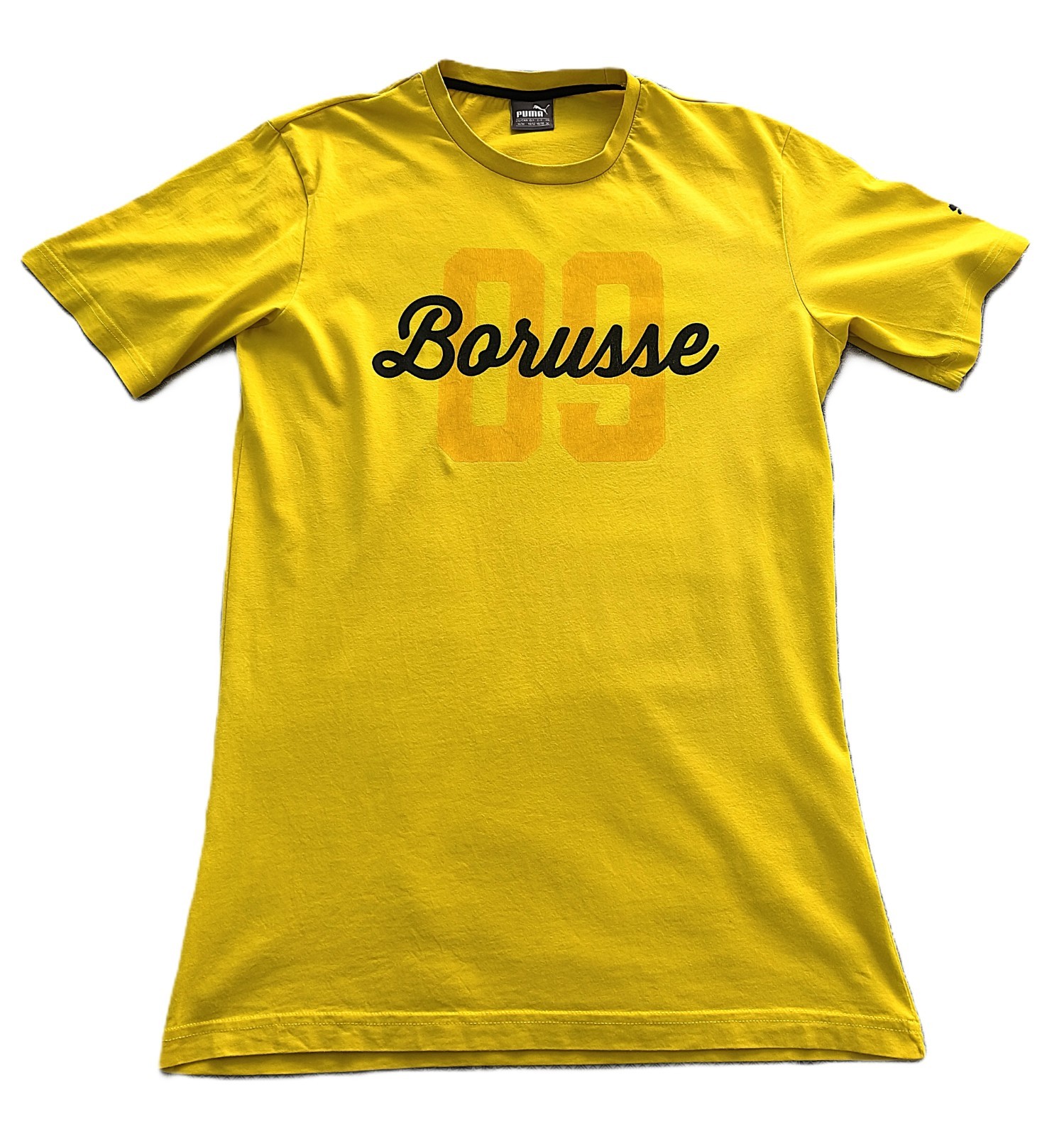Puma Borussia Dortmund Vintage T Shirt M Yellow Black Germany Football Jersey VG