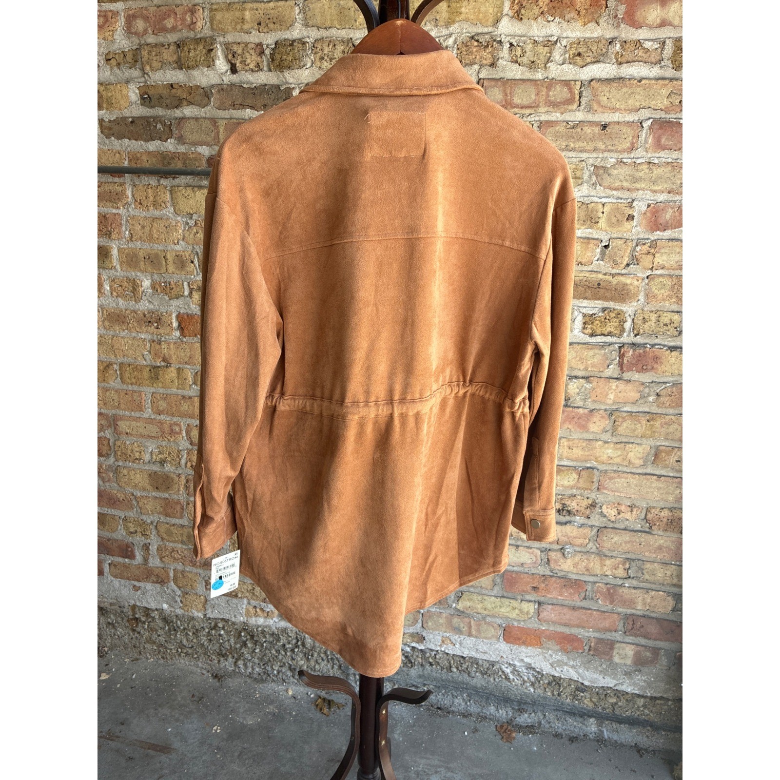 BlankNYC Rusty Rivets Faux Suede Shacket Tan Brown XS 76X-6300NO
