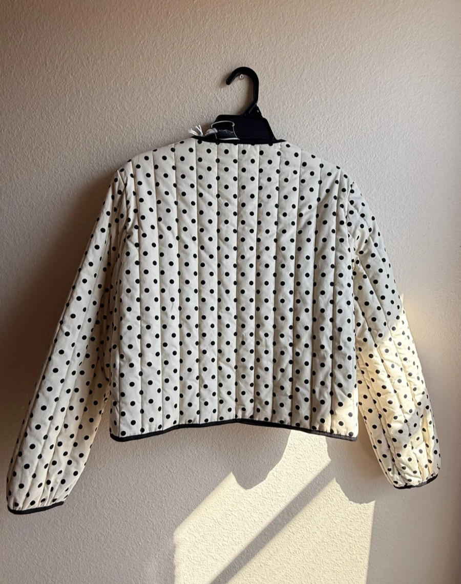 Joie Reversible Quilted Jacket Cream Polka Dot Black Cotton Size S NWT