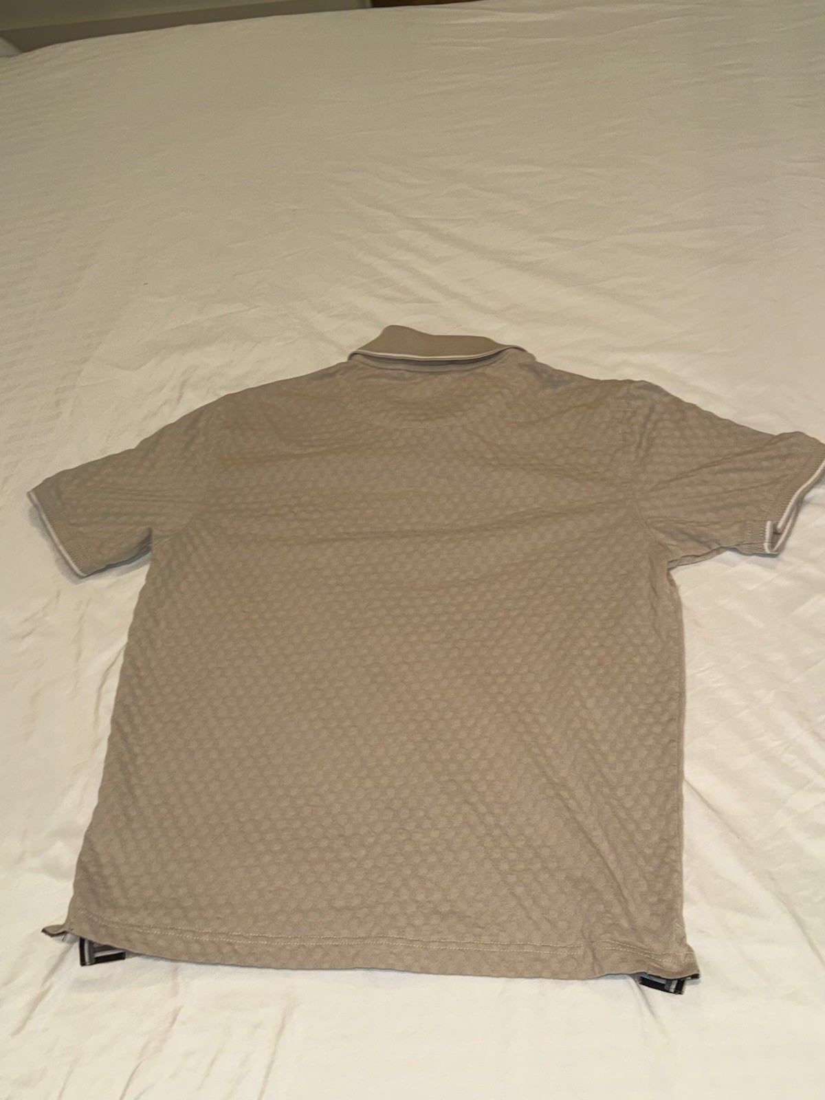 Ted Baker Beige Geometric Polo Shirt Short Sleeve Collared Pullover Men’s M