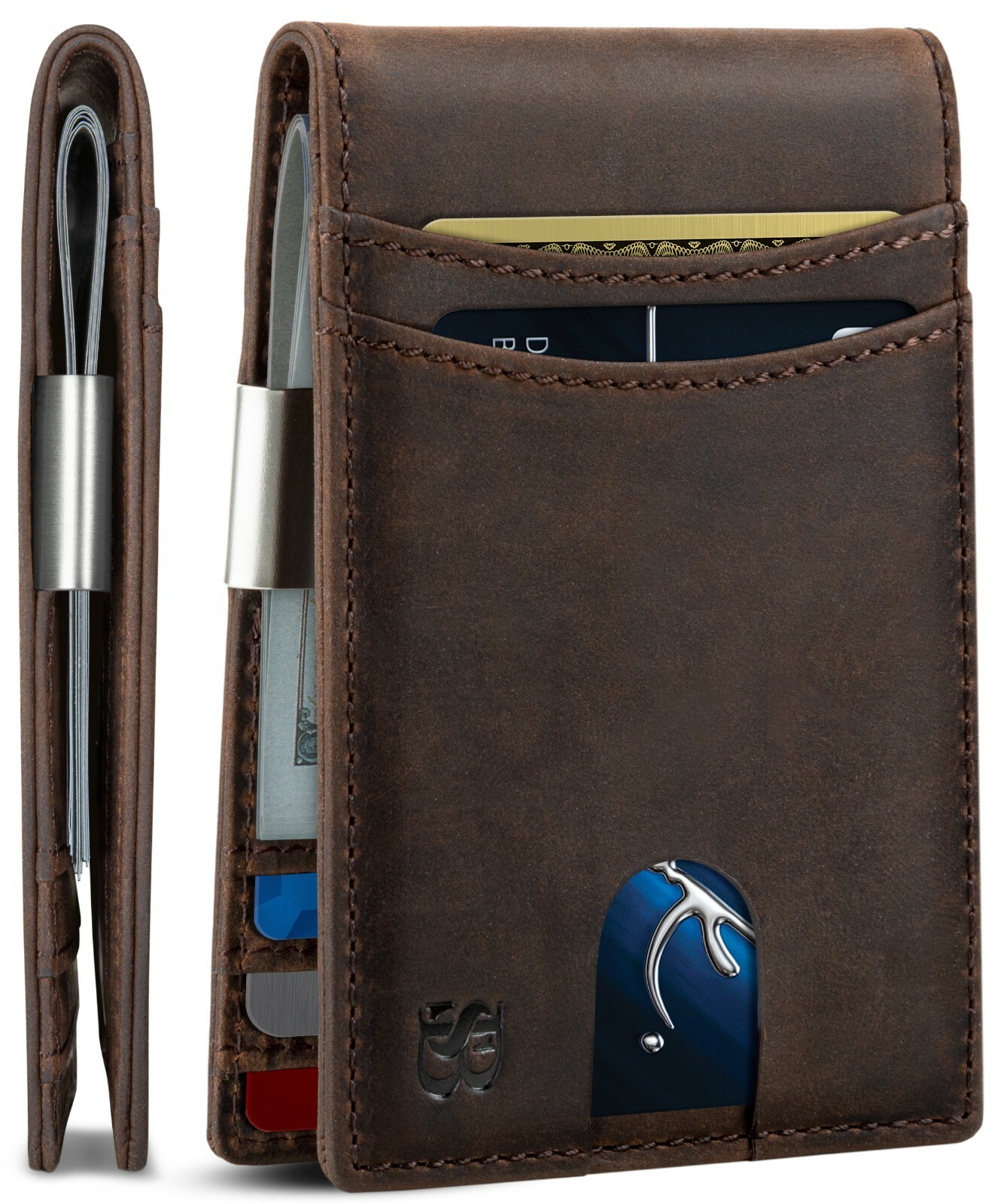 SERMAN BRANDS Money Clip Wallet – Mens Wallets Slim Front Pocket RFID Blocking
