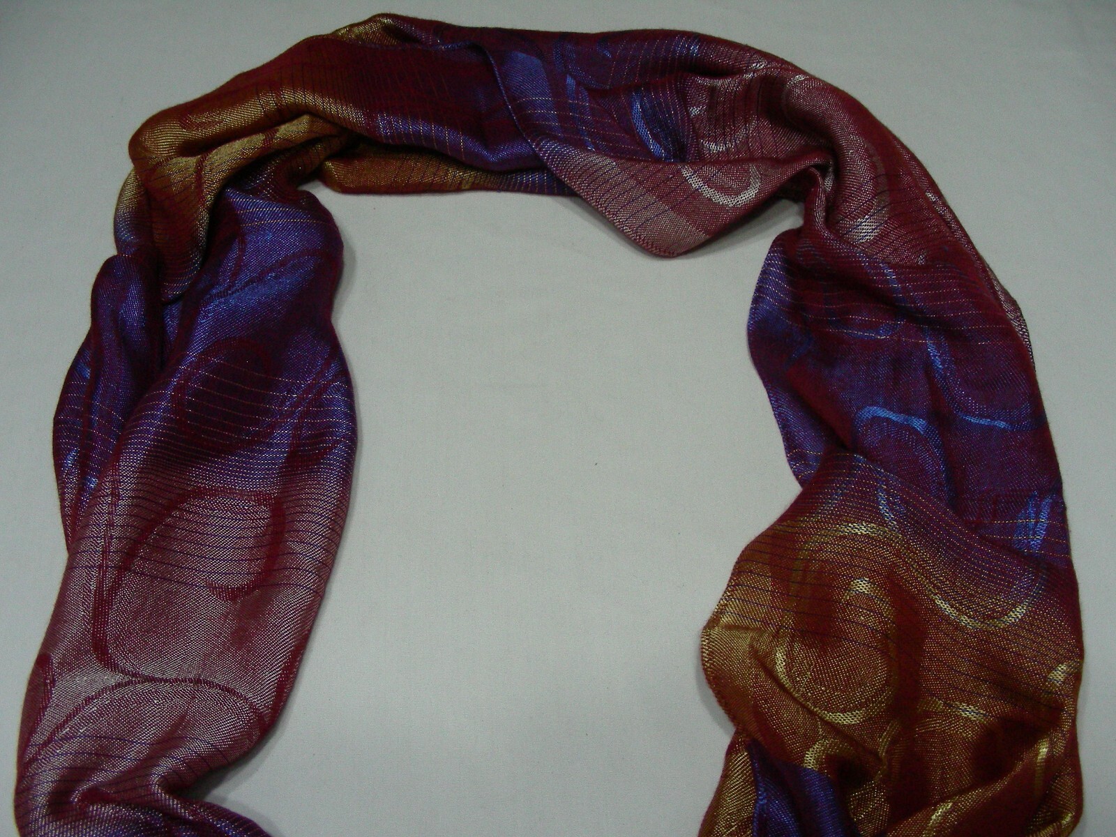 Beautifully Patterned – Red/Blue/Purple/Gold – 25″ x 66″ Scarf!
