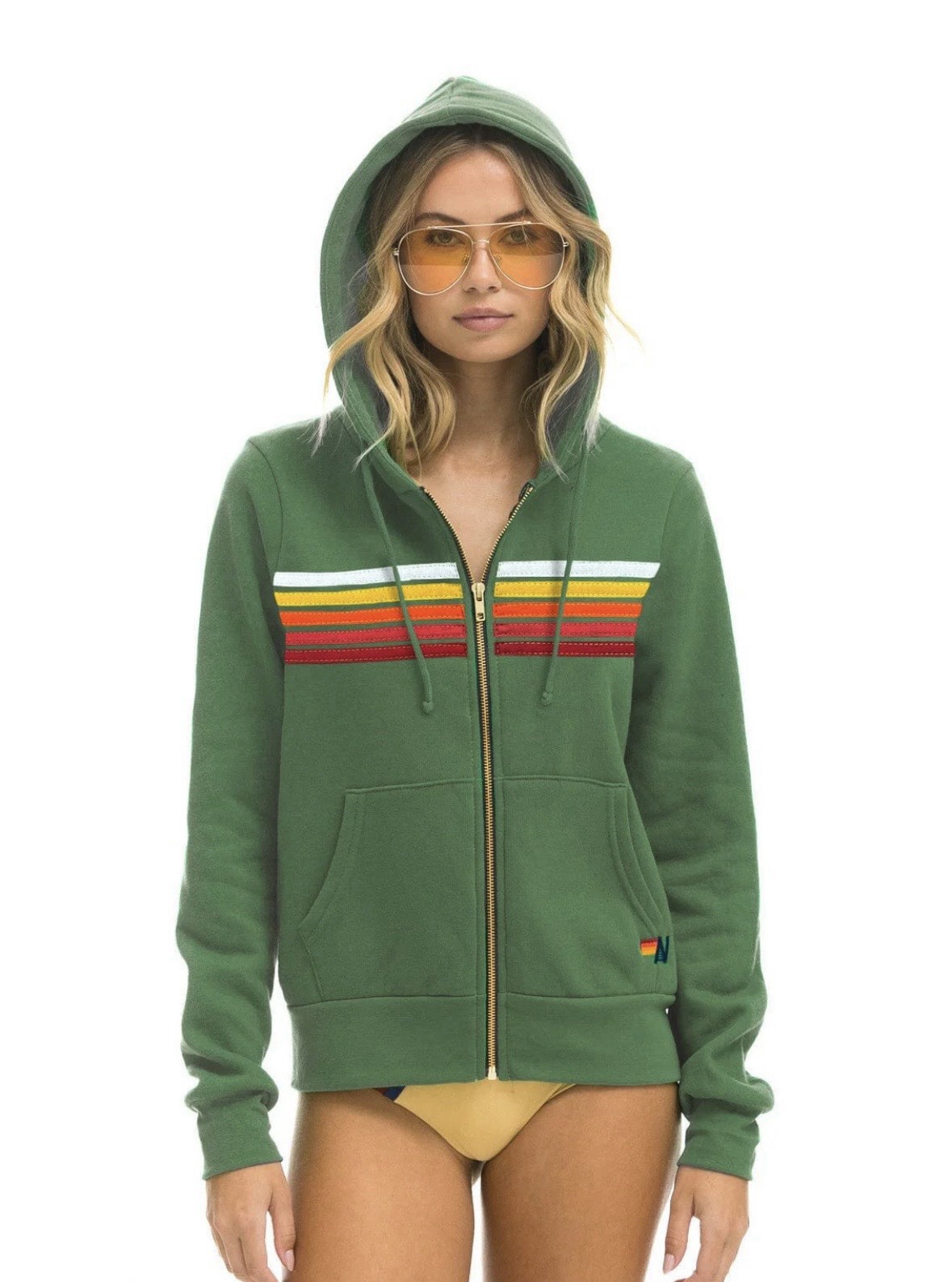 Set! Aviator Nation 5 Stripe Palm Green Hoodie S w/ Sweatpants XS. Worn 2x!