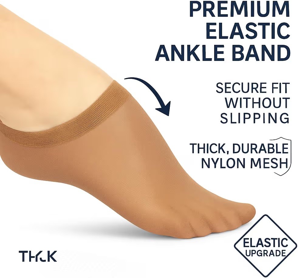 Disposable Nylon Socks for Women, 72 Pairs Tan Footies