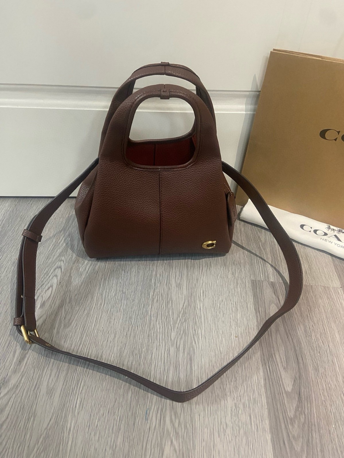 COACH CM545 LANA23 Crossbody 2way Shoulder Bag Leather Maple Outlet