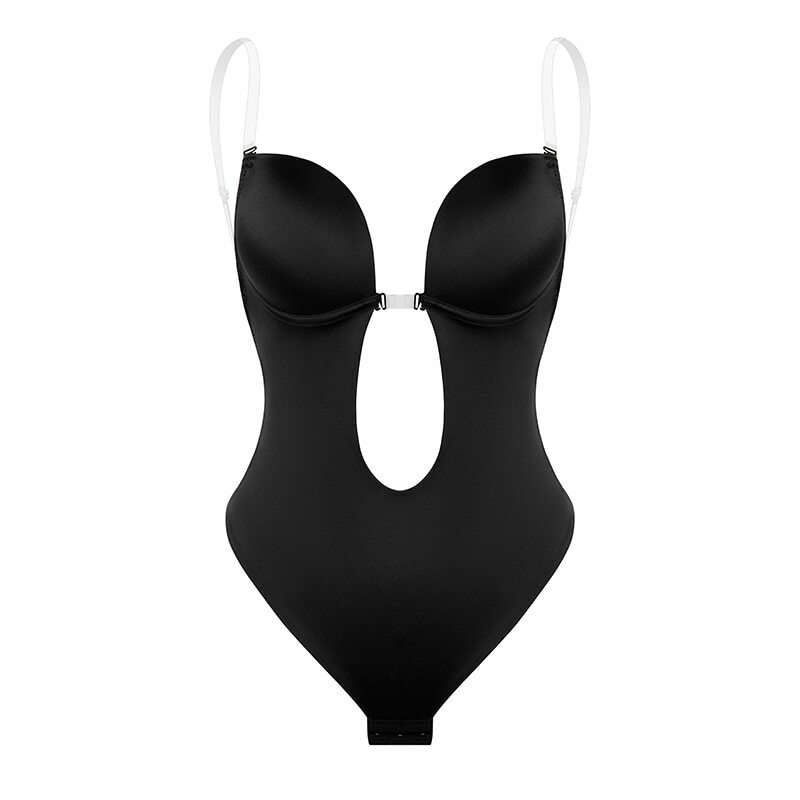 Women Bodysuit Shapewear Deep V-Neck Body Shaper Backless U Plunge Thong Shaper
