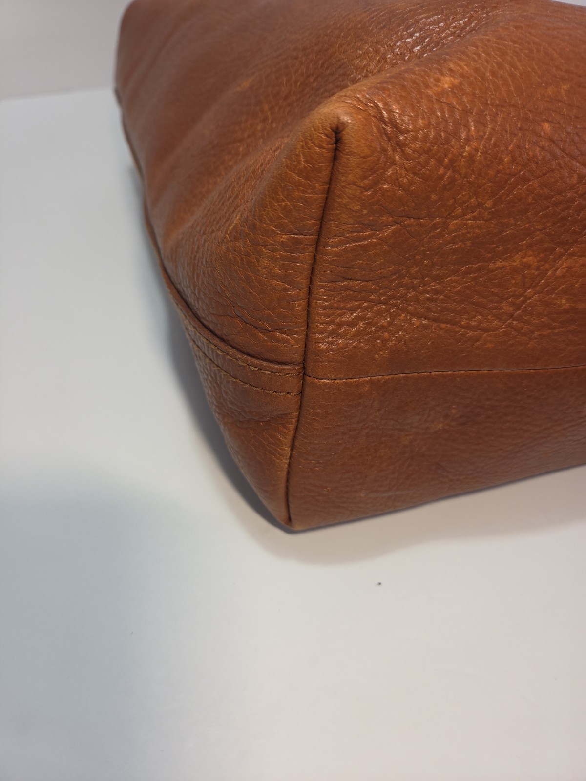Madewell Cognac Brown Pebbled Leather Tote Bag Double Handle Carryall