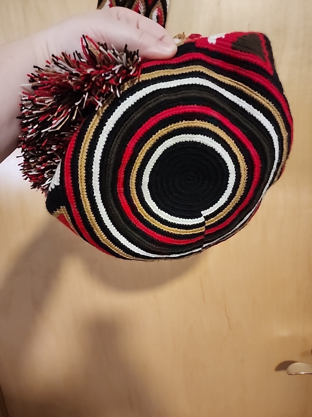 AUTHENTIC Wayuu Mochila Handmade Crochet Drawstring Bucket Bag Sz Large Retired