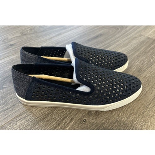 Lori Goldstein Li-Yori Denim Leather Loafer Slip On Sneaker Navy Blue Shoes 5.5M