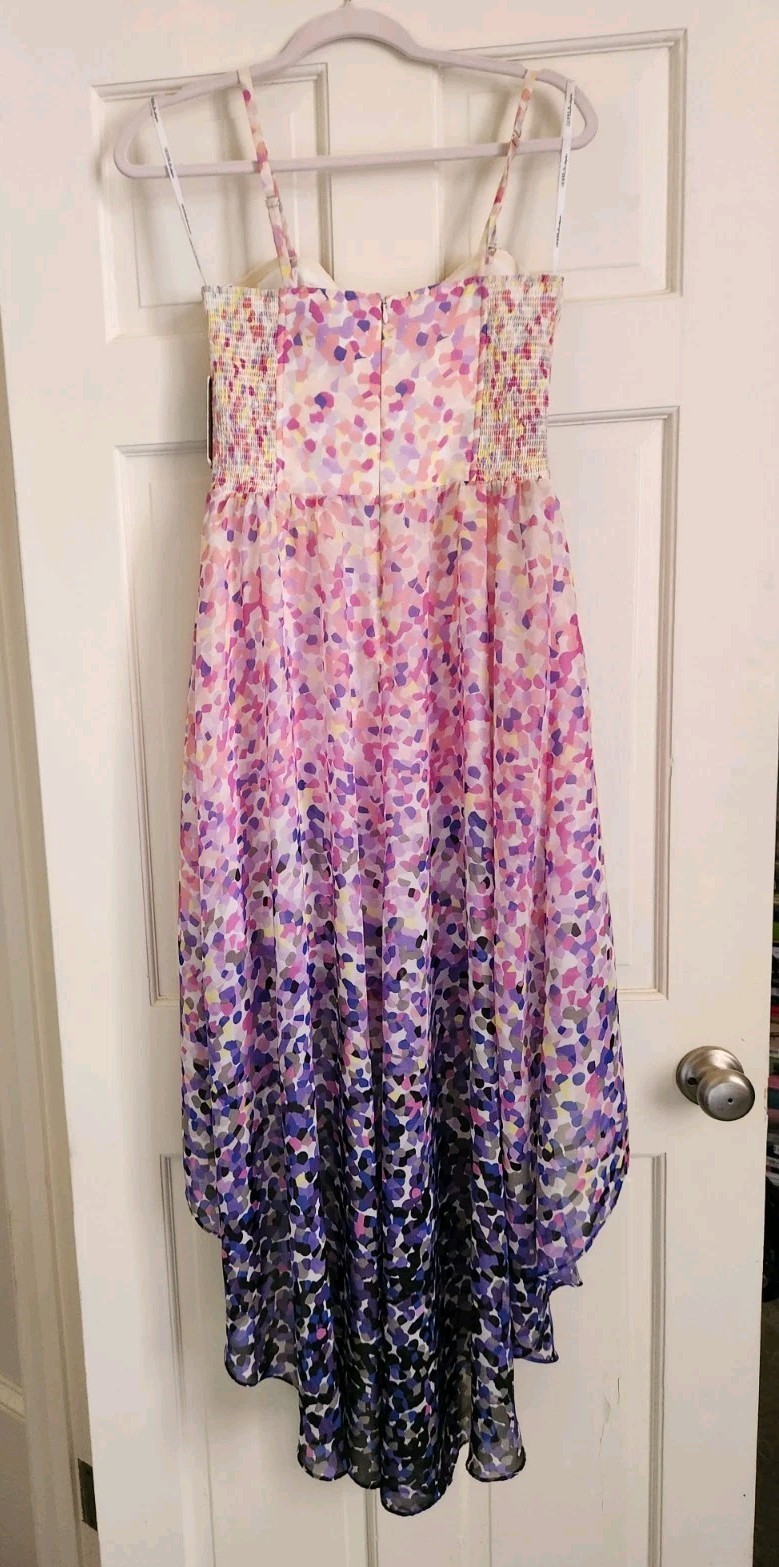 Wedding Guest Graduation High Low Feminine GUESS 6 Sundress Sweetheart Smocked