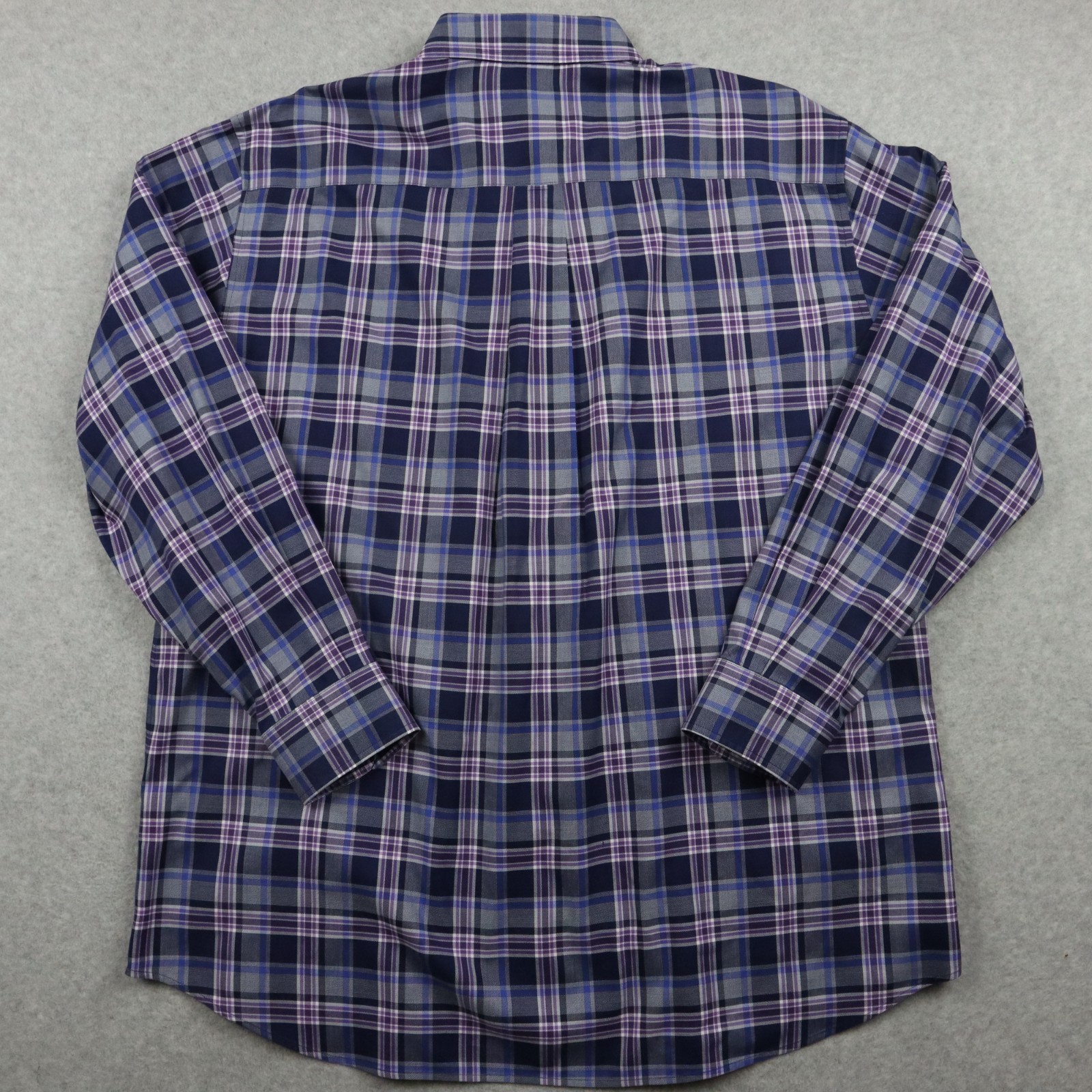 Hathaway Shirt Mens Large Non-Iron Pocket Button Down Purple Plaid Long Sleeve