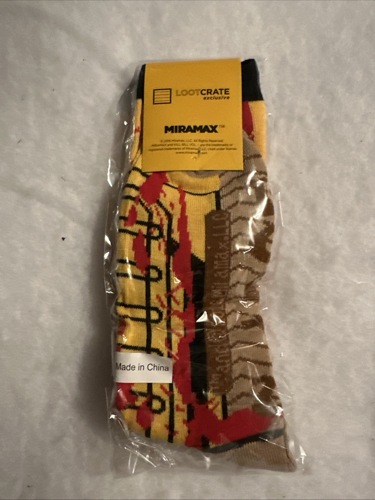 KILL BILL VOL. 1 MEN’S CREW SOCKS NEW~2016 MIRAMAX ~LOOT CRATE EXCLUSIVE