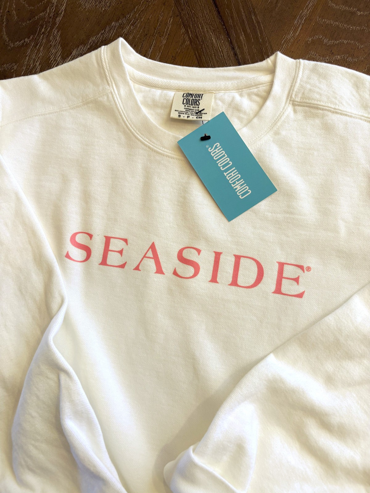 SEASIDE® SMALL Crewneck Sweatshirt Pullover Women’s Comfort Colors® WHITE