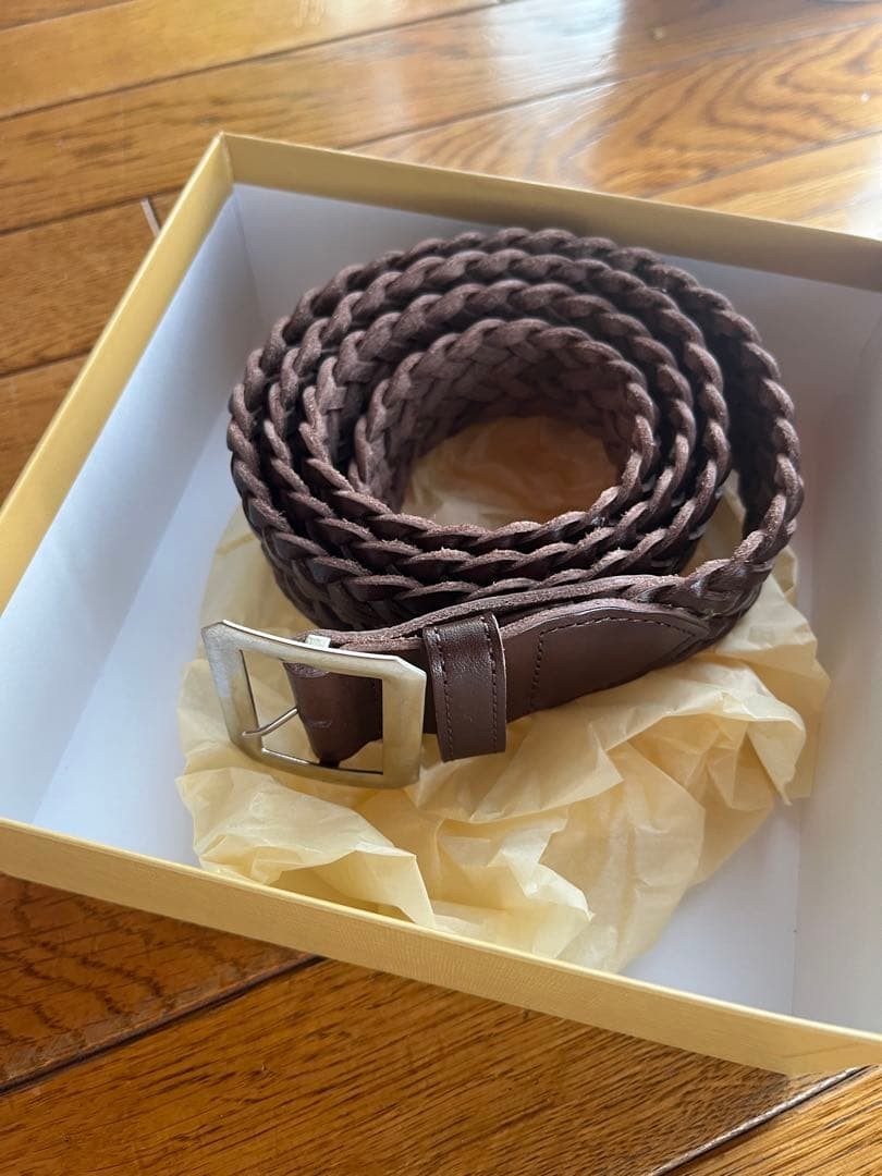 phigvel Leather Mesh Belt Brown One Size 26ss