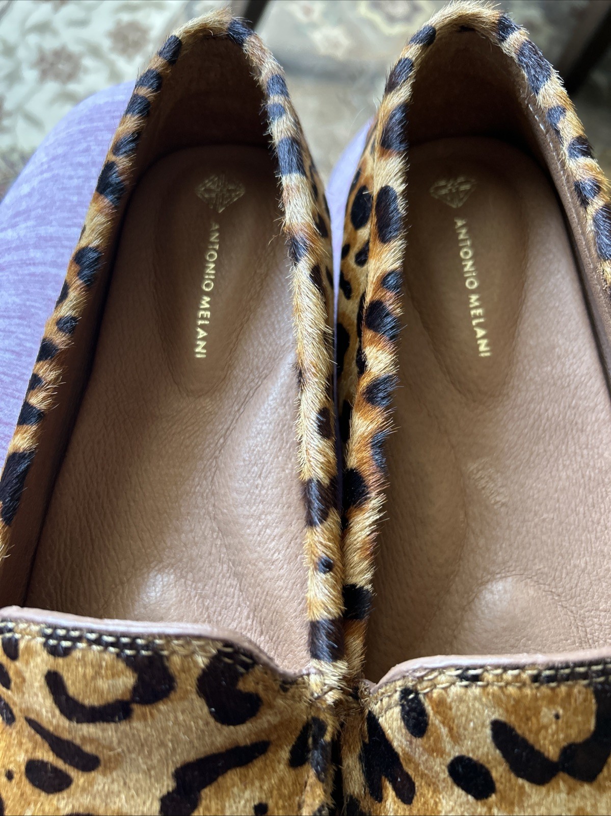 Antonio Melani Colbert Tan Multi Bovine Hair Leather Lining Flats 9 New In Box
