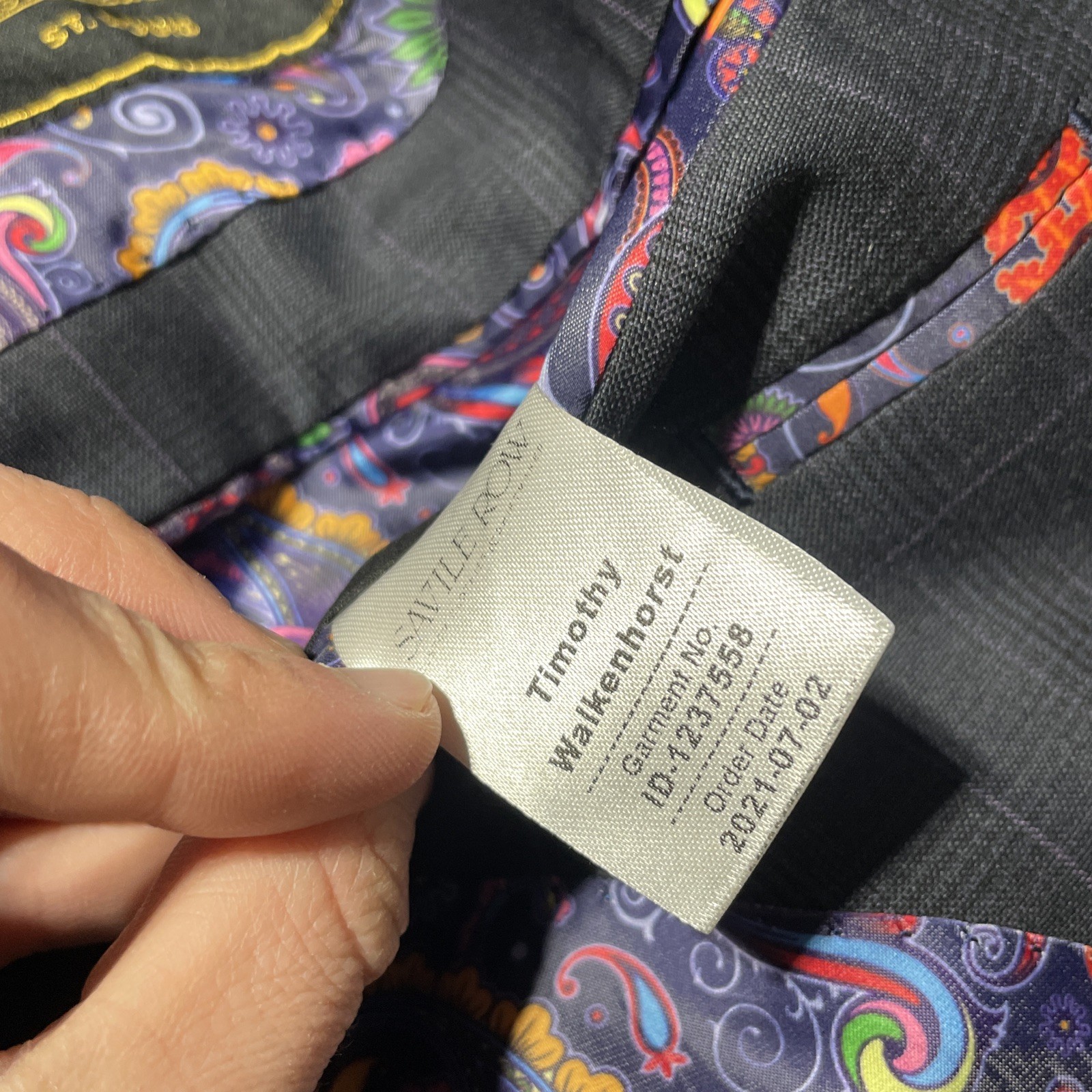 Savile Row Bespoke Grey Purple Plaid Wool Trevira Two-Piece Suit SZ L 36×29