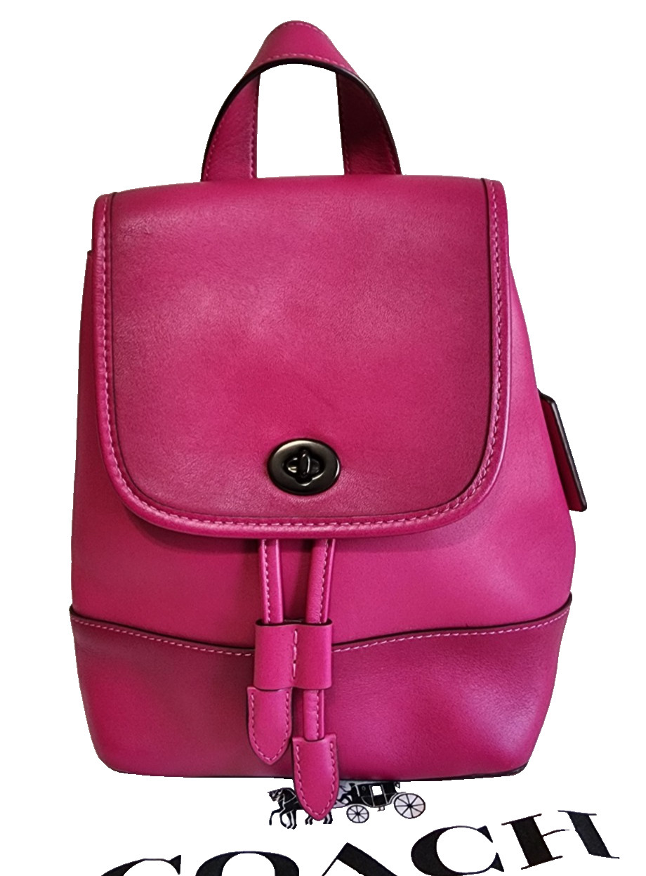Coach Originals Mini Turn Lock Backpack Cerise (Fuchsia Pink) Leather Style 3334