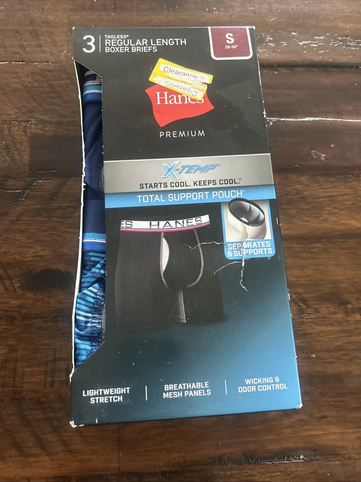 Hanes Boxer Briefs Men’s (Small 28-30) Premium X Temp Tag-less Wicking 3 Pk NEW
