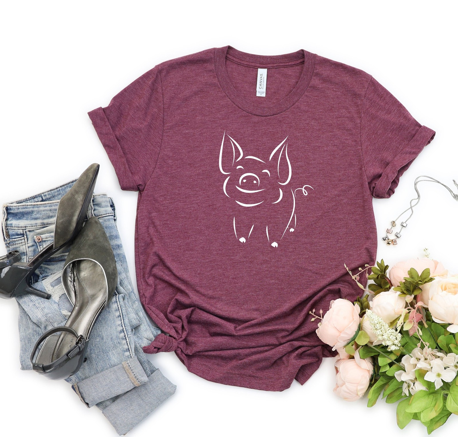 Pig Shirt Cute Farm Animal Lover Tee Pig Mom Gift for Farmer