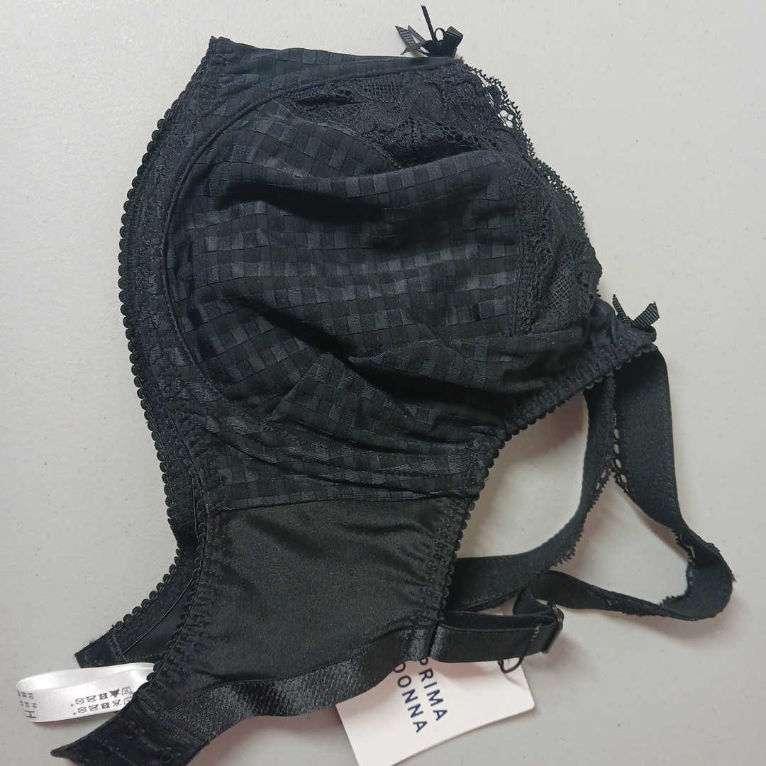 NWT Prima Donna Madison Side Support Wire Bra Unpadded Black 32H Floral Lace