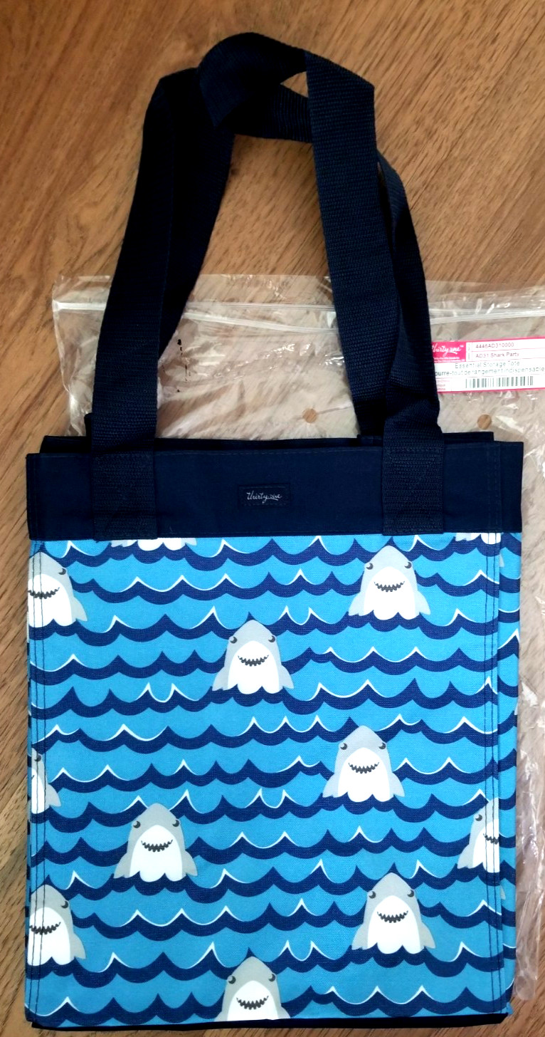 NEW! Thirty One Essential Storage Tote Black Windowpane Plaid Moosin Around 31