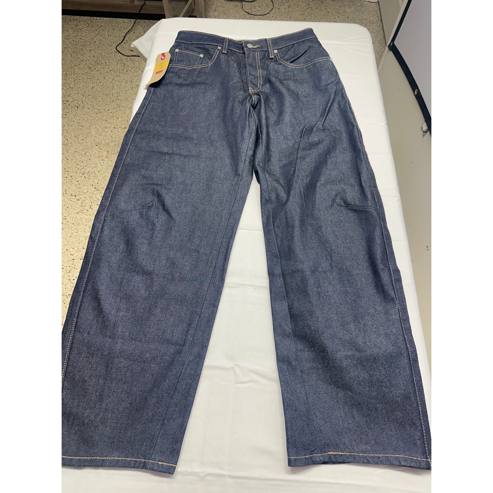 Levis Premium Baggy Dad Barrel Jeans Dark Indigo W27 L30 High Rise Wide Leg