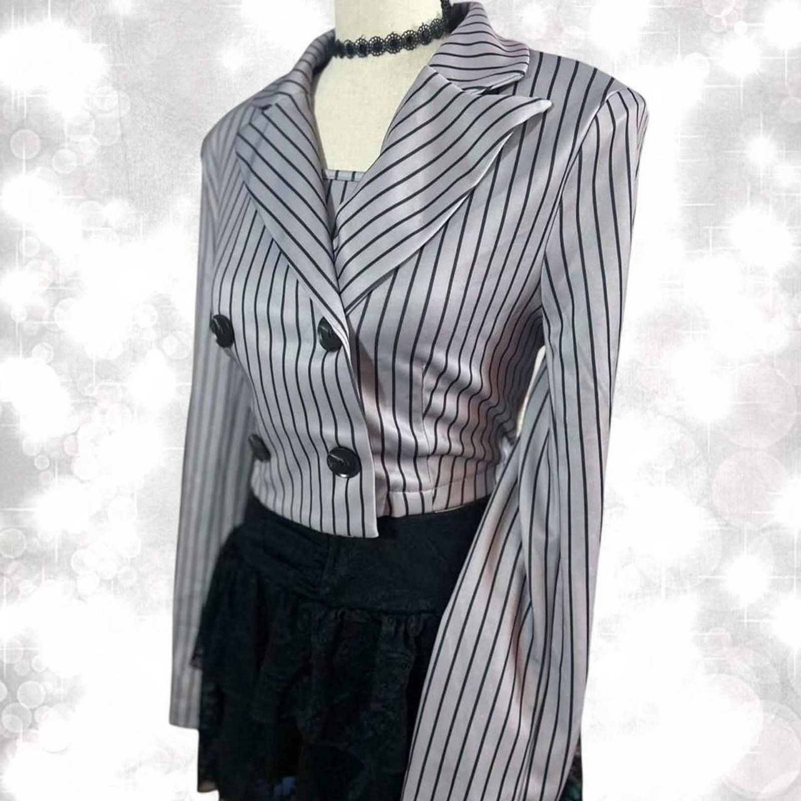 Coquette Luxury Style Three Piece Office Siren Pinstripe Set