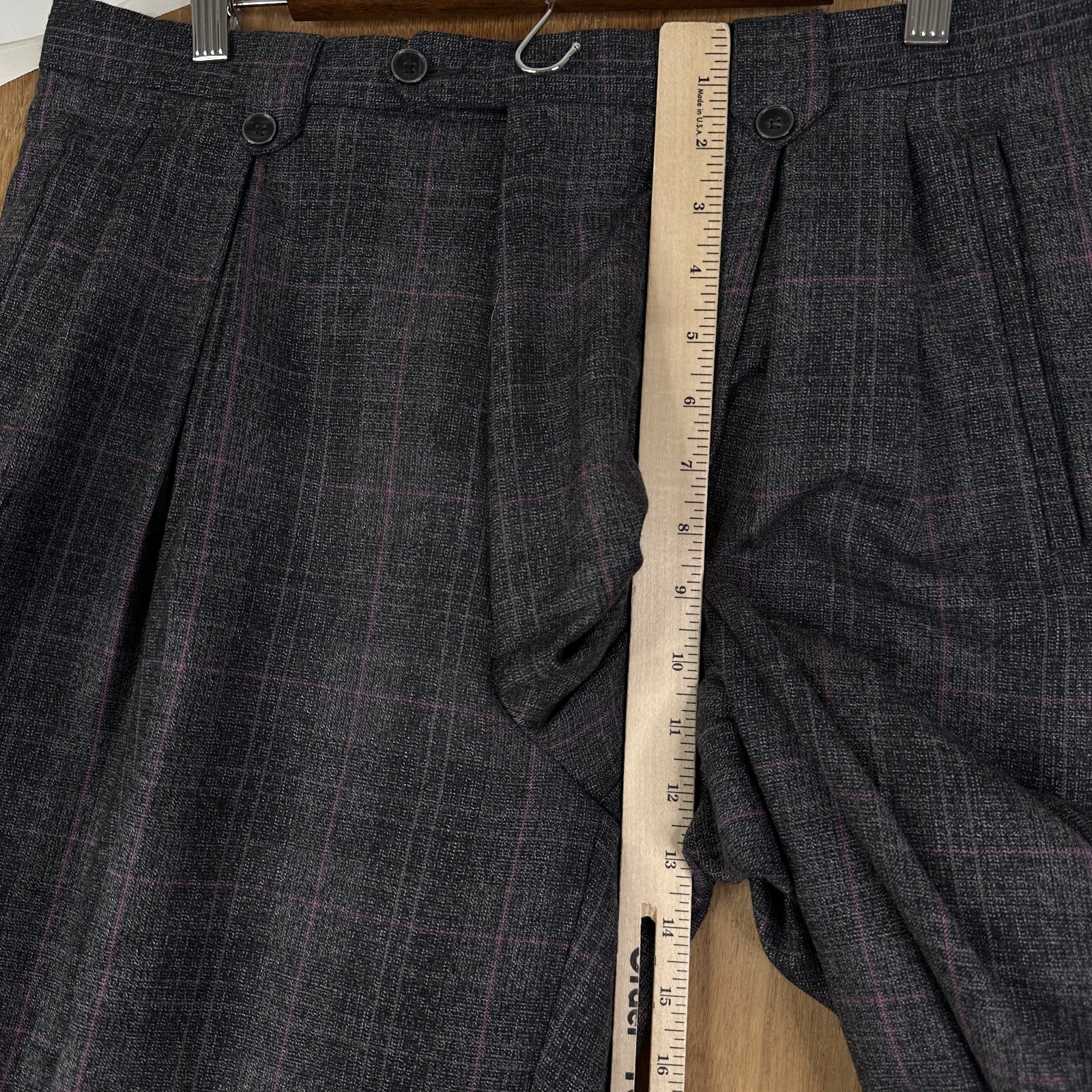 Tiglio Rosso Suit Mens 42R Gray Windowpane 1 Button Wool Super 150 34×28 3 Piece