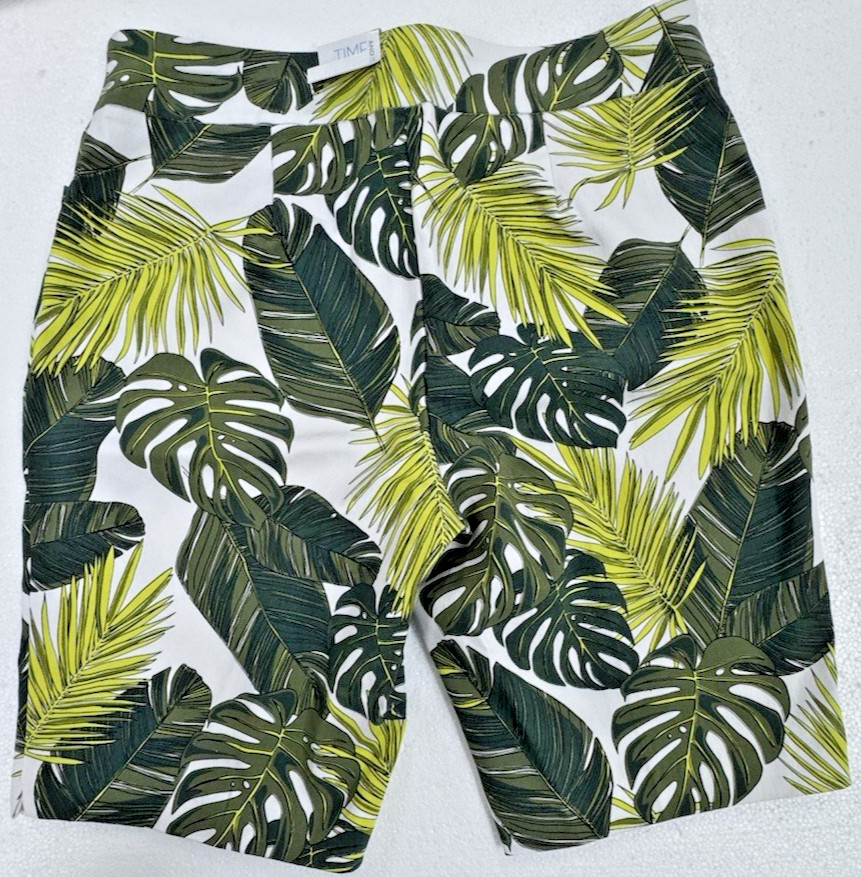TIME & TRU WOMENS MEDIUM 8-10 BERMUDA SHORTS 10″ INSEAM STRETCH POCKETS TROPICAL
