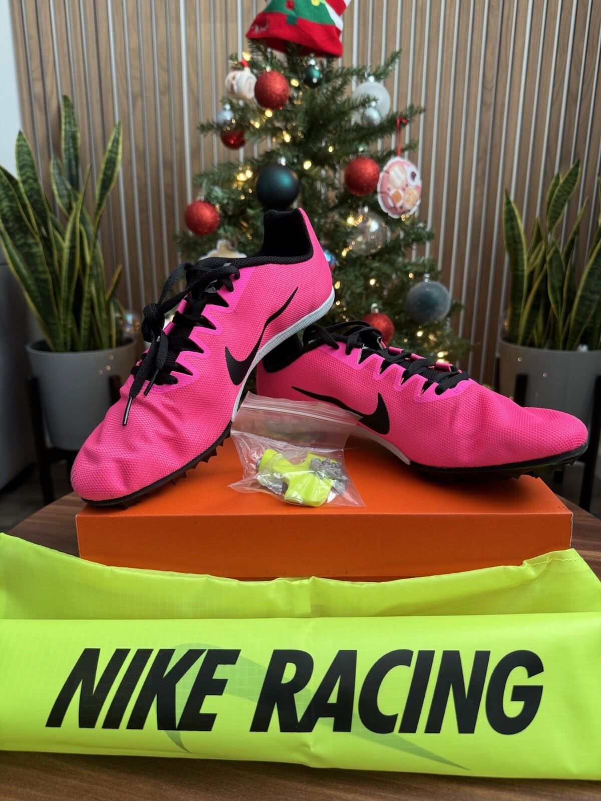 Nike ‘Pink Blast’ Zoom Rival Track Shoes with Attachable Spikes Men’s Sz 9