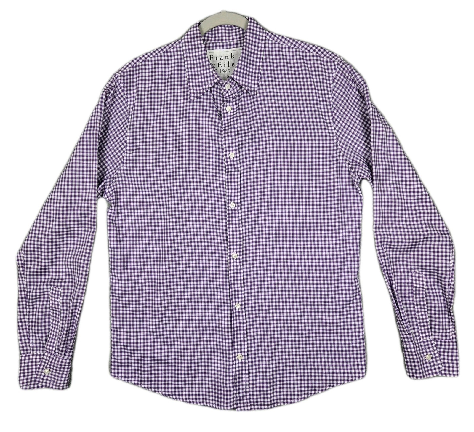 Frank & Eileen “Paul” Shirt Long Sleeve Cotton Casual Purple Gingham Mens Medium