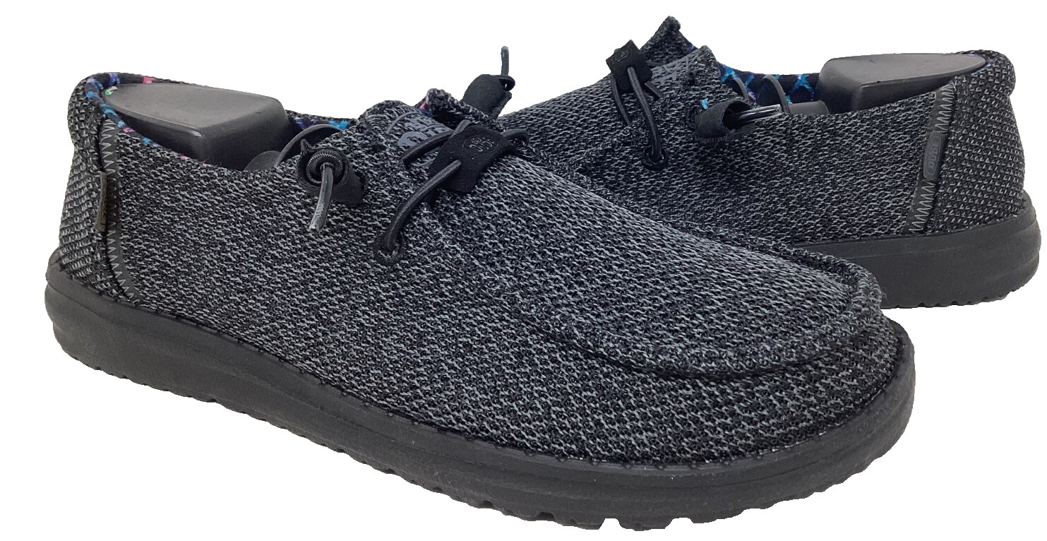 Hey Dude Women’s Wendy Sox Micro Slip On Comfort Shoes Total Black Size:7 110M
