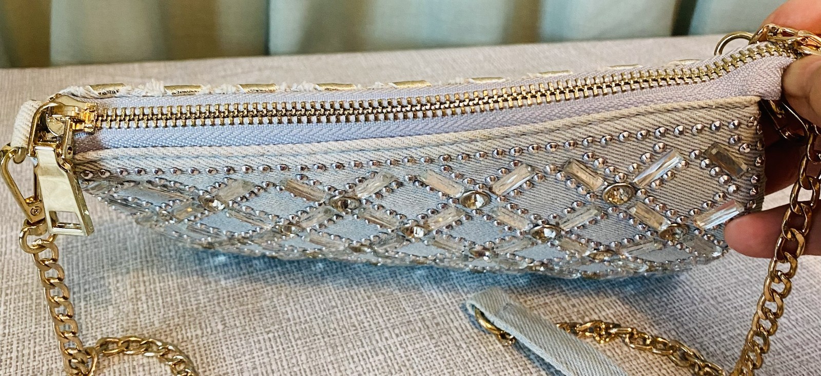 Super Cute Studded Clutch Purse – Denim with Bling!