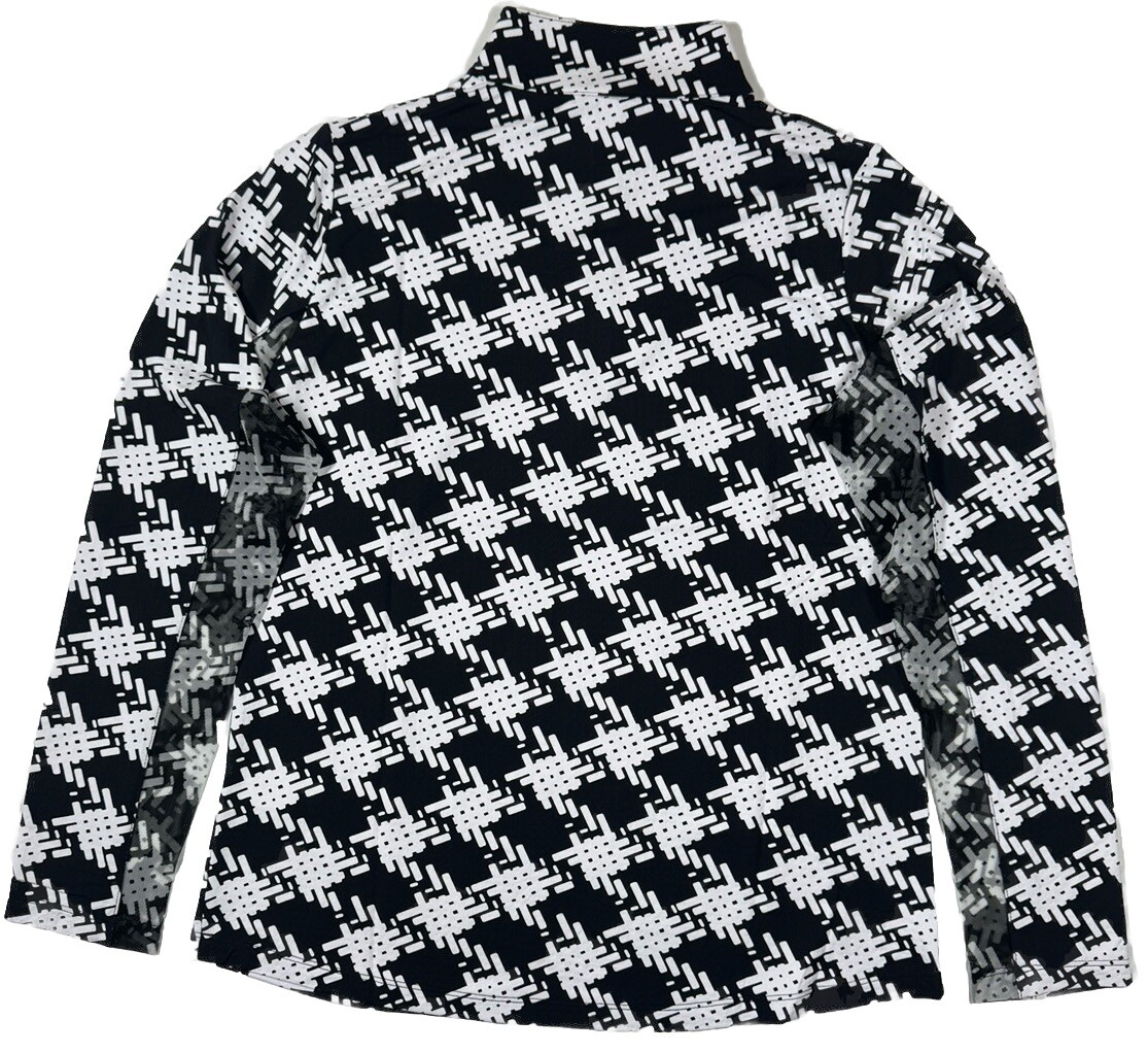 NWT IBKUL Golf Tennis 1/4 Zip Pullover Shirt XS S M L Black White Longsleeve S2
