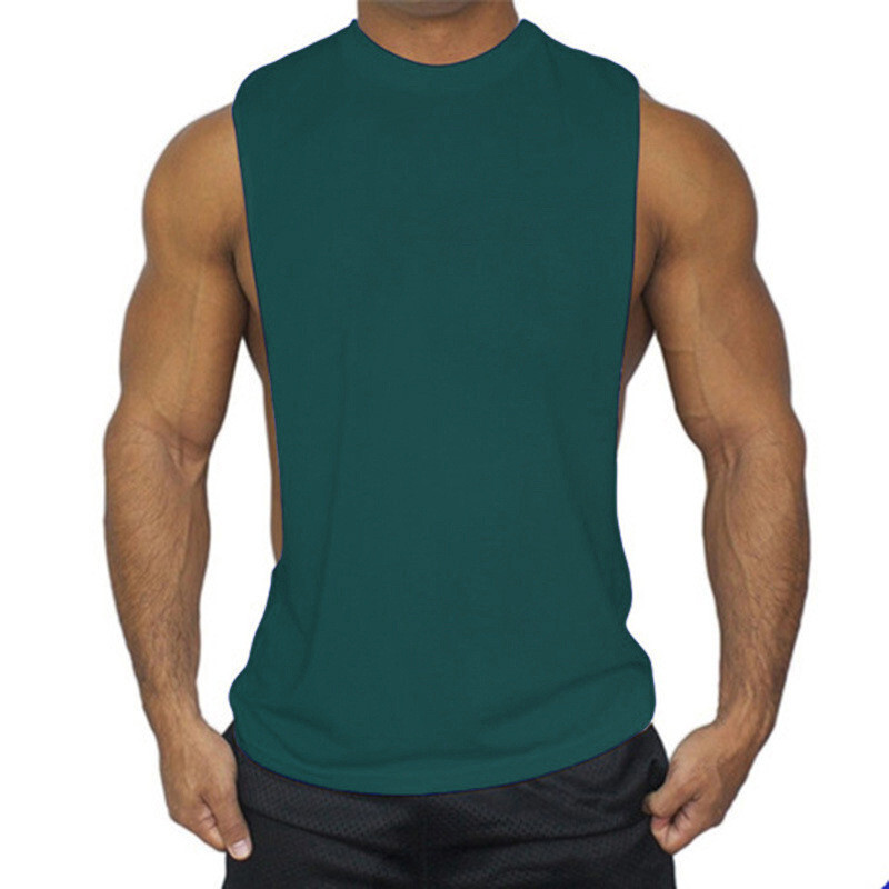 Men Sleeveless Muscle Stringer Tank Top Cut Open Gym Training Bodybuilding Vest