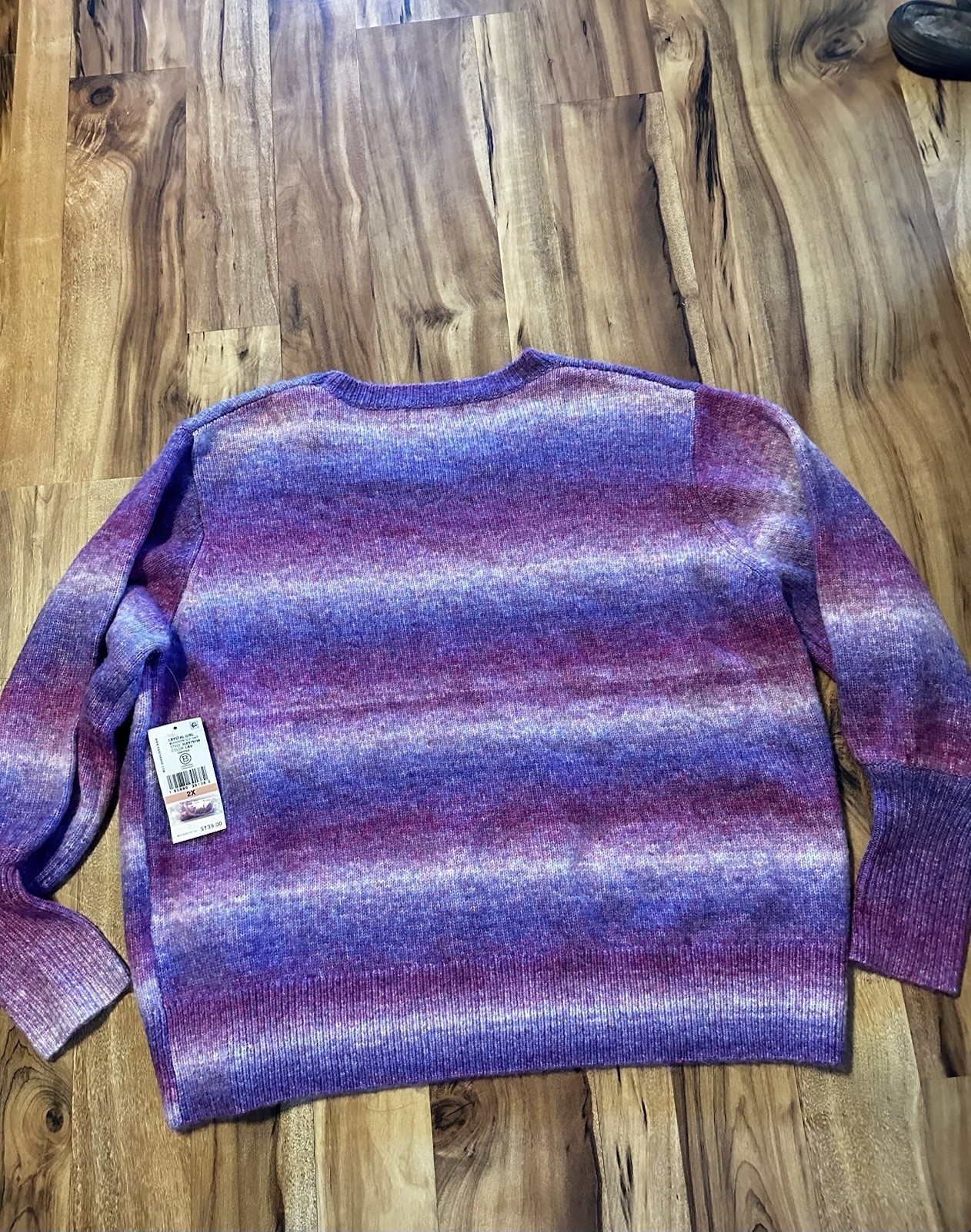 Karen Kane 2X NWT Fuzzy Ombre Wool Blend Sweater Purple Pink Sleeve MSRP $139