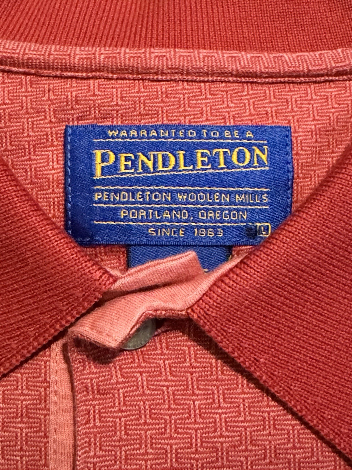 Pendleton Men’s Casual Polo Shirt Salmon Pink Size Large
