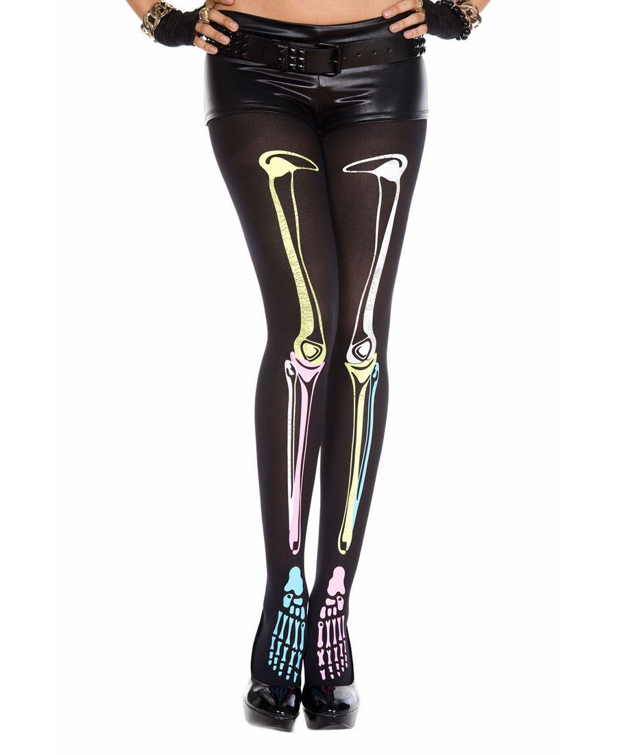 Brand New Multi Color Skeleton Print Tights Music Legs 37237