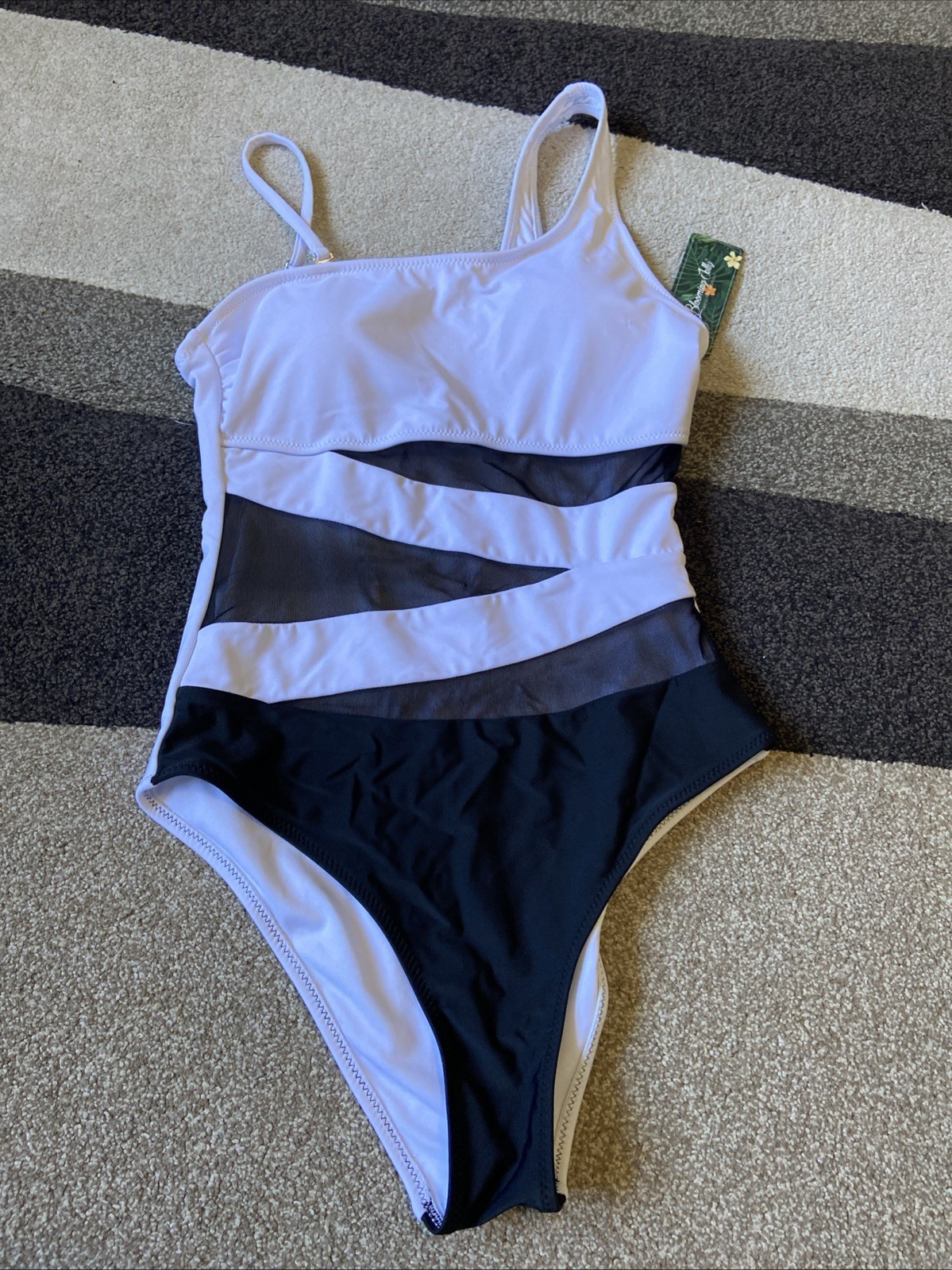 Blooming Jelly -S- Womens 1 Piece Swimsuit Mesh Panels-NWT