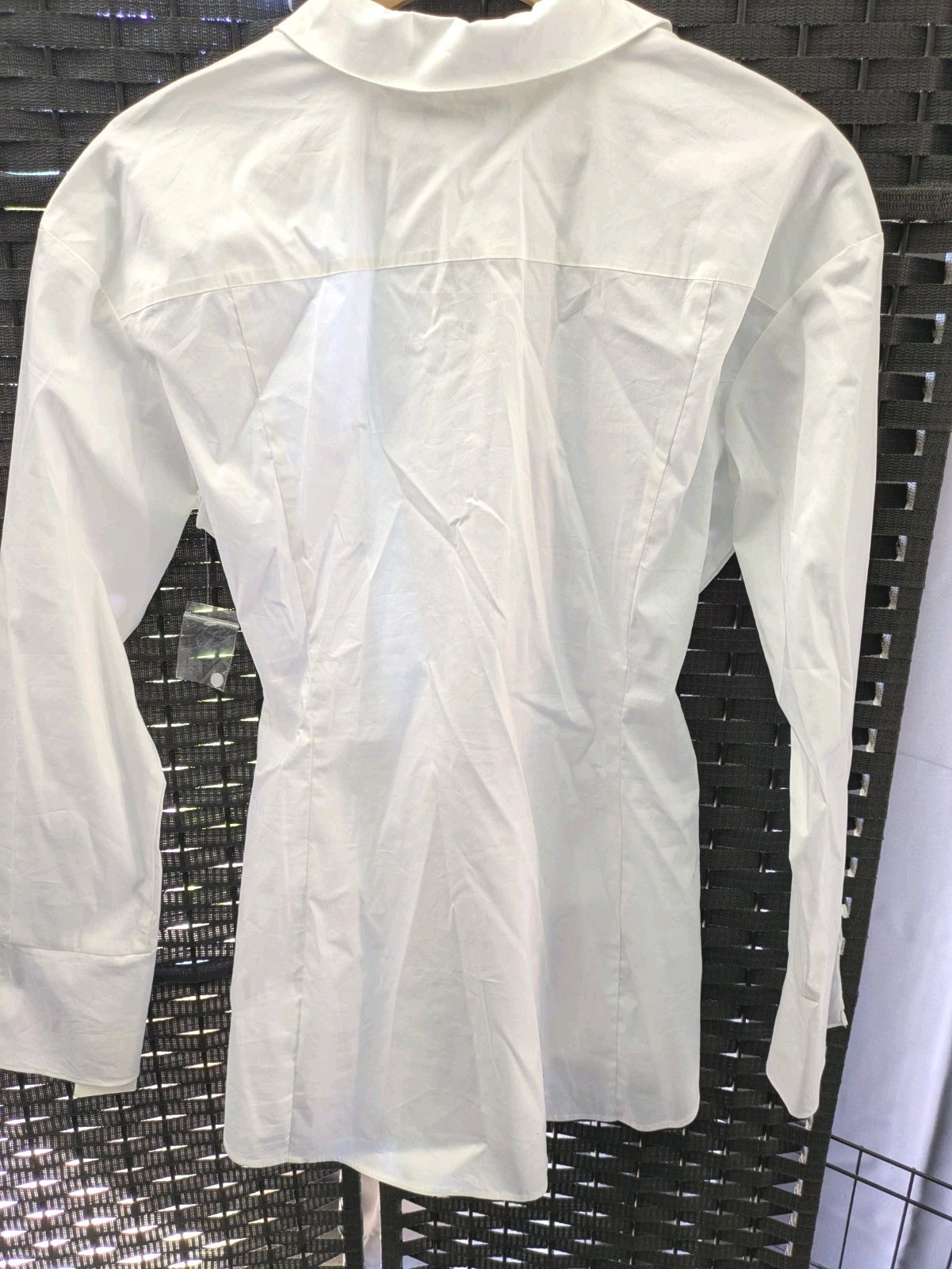 TROUVÉ Women’s Corset Stretch Poplin Shirt, White, Size Large