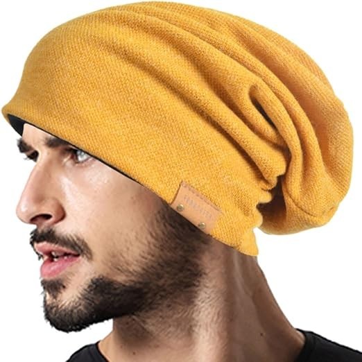 Men Oversized Slouch Beanie Large Skullcap Knit Hat
