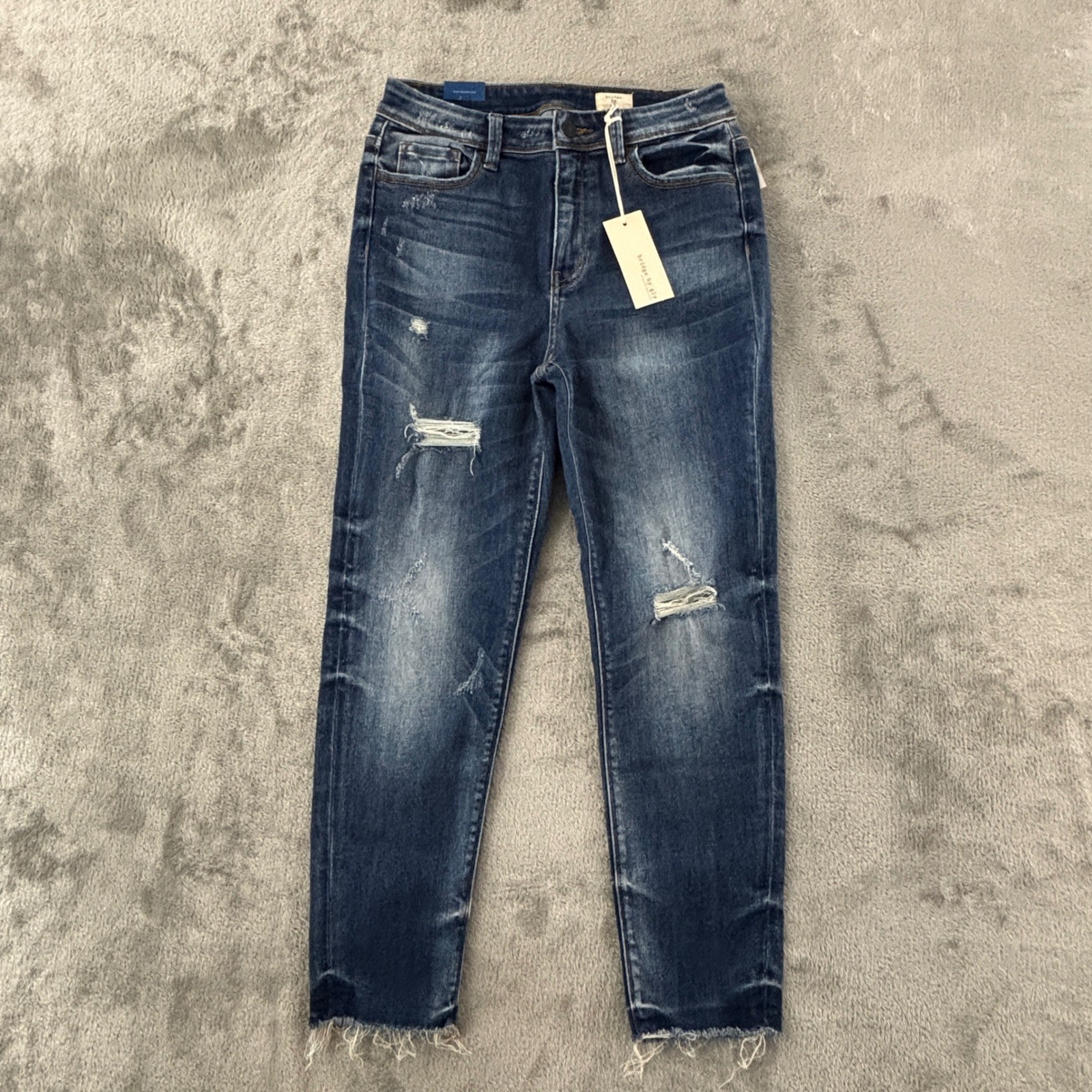 Bridge by Gly Curvy High Rise Ankle Skinny Jean 28 Distressed Raw Hem BG5417AA