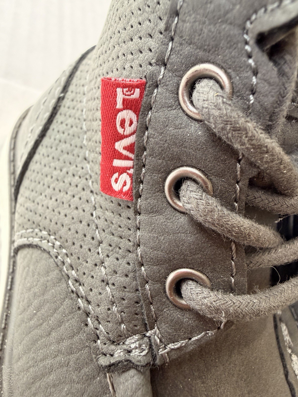Levi’s Toddler Boys Gray Moc Toe Boots US 5 Red Tab Lace Up