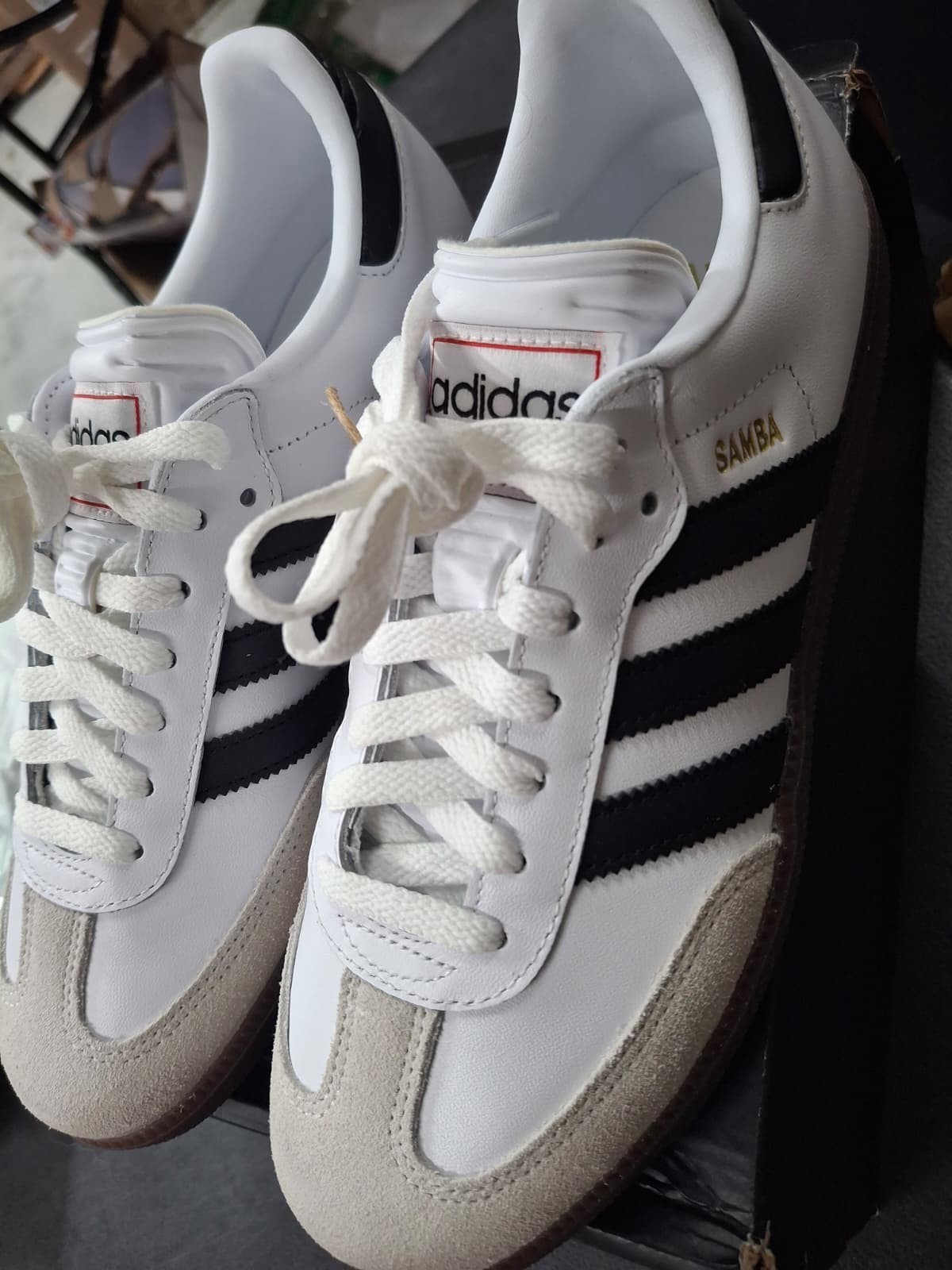 ADS-3 /Samba white shoes, WHITE, NEW/DAMAGED BOX, Size 8 US men- 9 US Women.