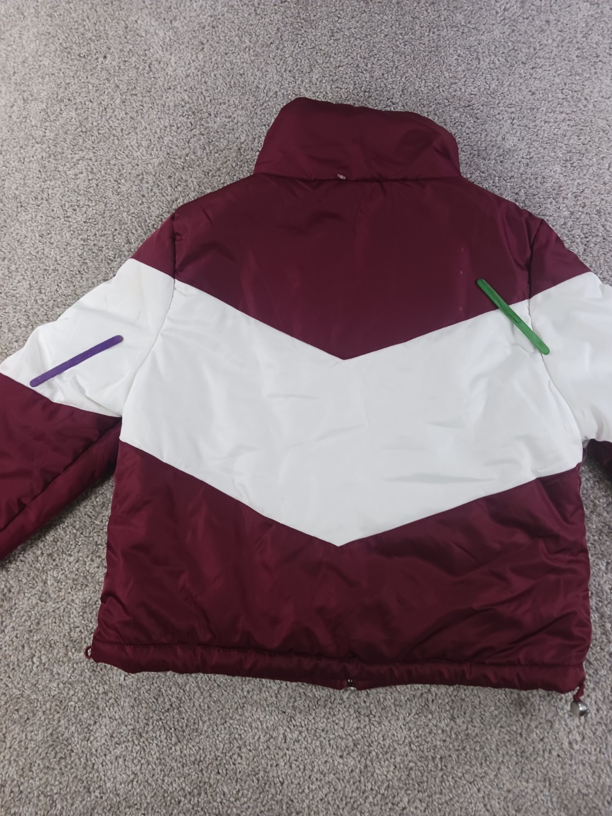 Ambiance Outerwear Small Womens Jacket Full Zip Maroon White Lined Filled