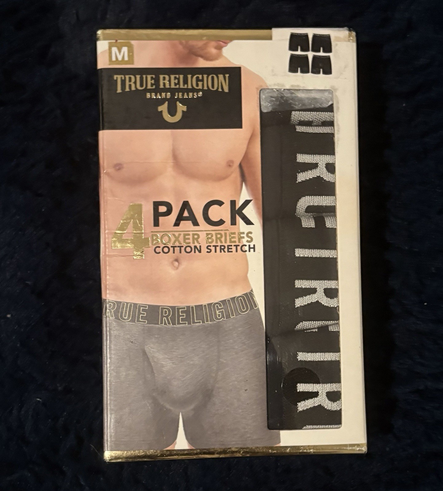 True Religion Men’s Boxer Briefs 4-Pack Cotton Stretch Size Medium