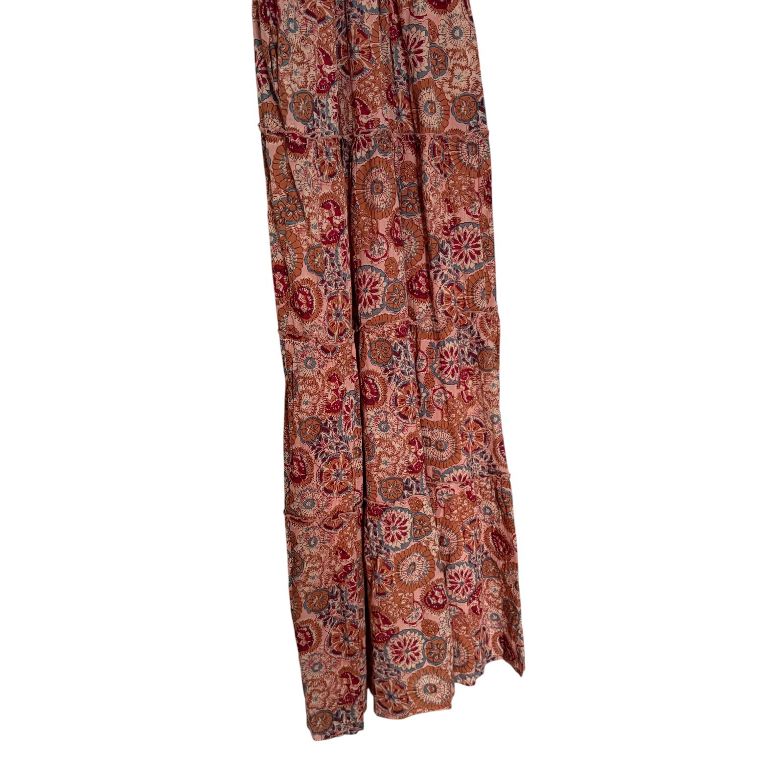 Maison Hotel Kaleidoscope Charlotte Maxi Tiered Boho Dress Size S Rust Petunia