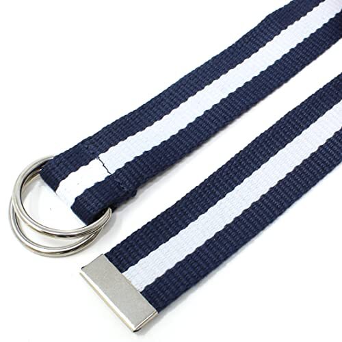 Canvas Web Belt D-Ring Buckle 1.25″ Wide Metal Tip Multi-Color